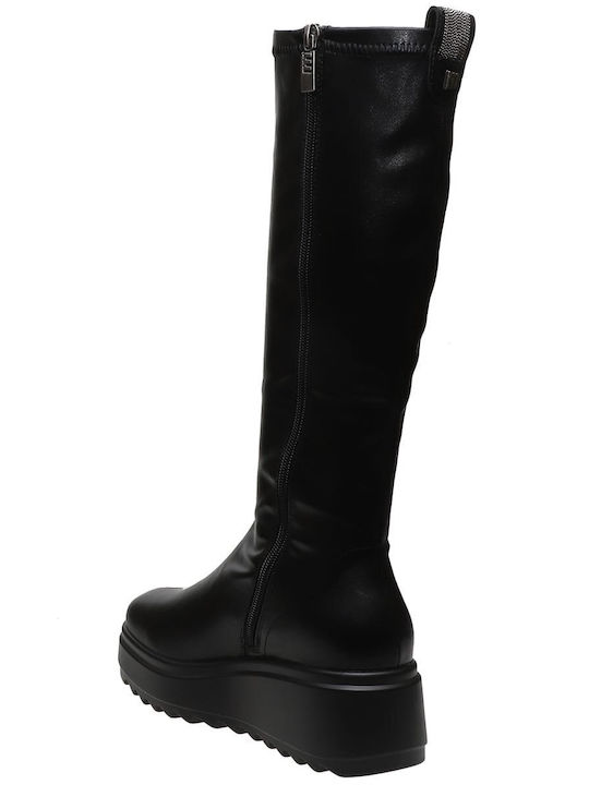 Damenstiefel mit mittlerem Absatz Schwarz