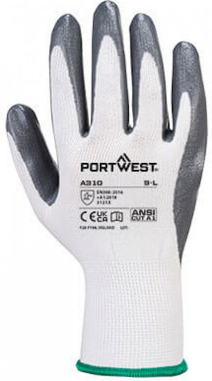 Portwest Gloves for Work White Nitrile/Polyester 1pcs