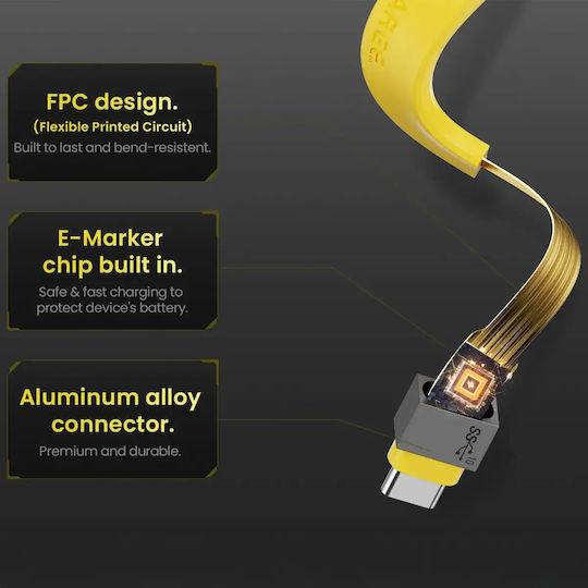 Sharge Flashadow USB 2.0 Kabel USB-C männlich - USB-C Gelb (SJX-SJ-CC-0.135-SY2-HUA)