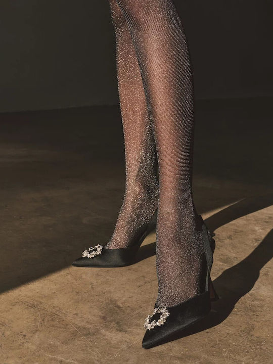 Women's Pantyhose 20 Den Black with Print