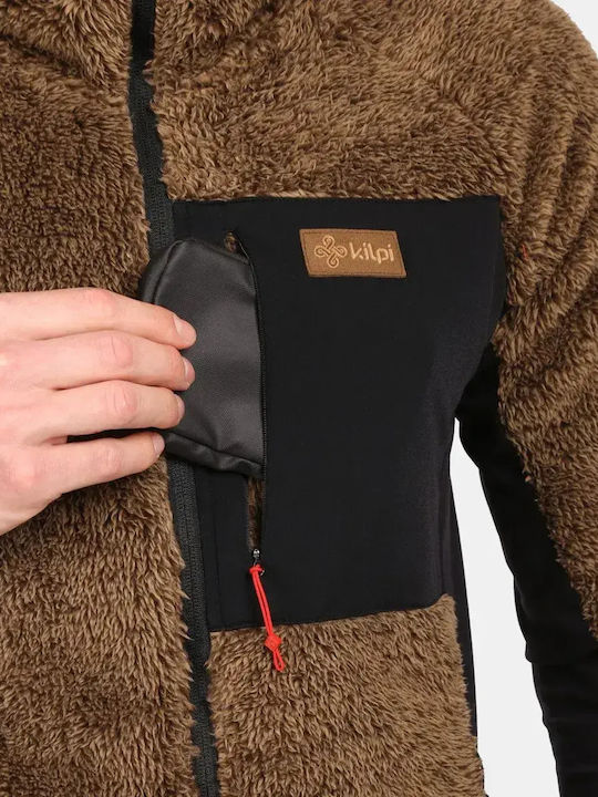 Ανδρική Ζακέτα Fleece με Κουκούλα Brown