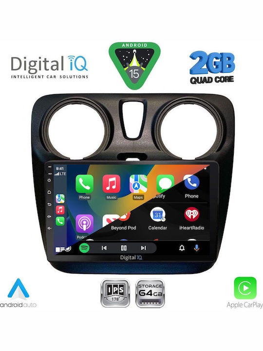 Digital IQ Car Audio System for Dacia Dokker 2012-2022 (Bluetooth/USB/WiFi/GPS/Apple-Carplay/Android-Auto) with Touch Screen 9"