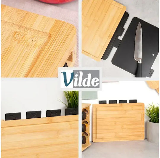 Vilde Set Tocătoare De Bucătărie Din Bambus Negru 5 Bucăți