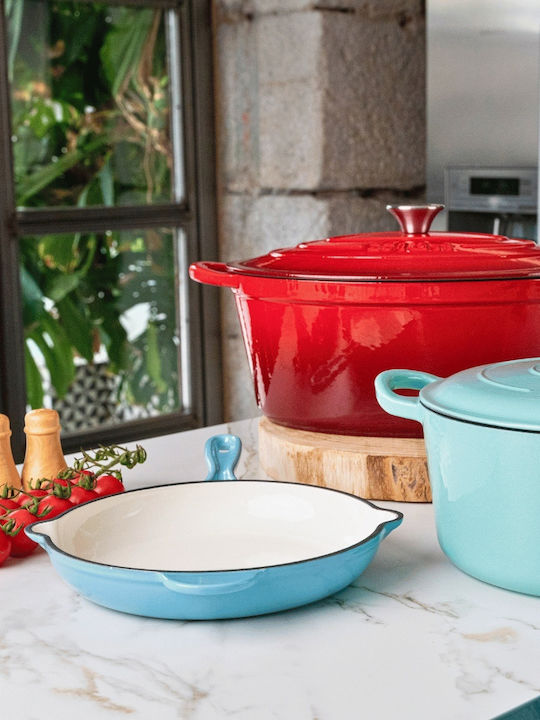 Lätt Home Azur Gusseisen Pfanne mit Emaille Innenbeschichtung 22cm