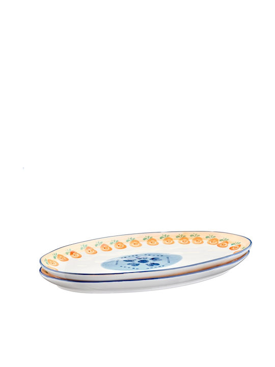 Björn Servierplatte Oval aus Porzellan Bunt 36.5x22cm 2Stück