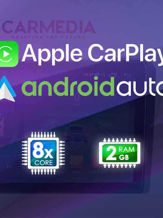Carmedia Ηχοσύστημα Αυτοκινήτου για Peugeot 206 1998-2006 (Bluetooth/USB/WiFi/GPS/Apple-Carplay/Android-Auto) με Οθόνη Αφής 9"