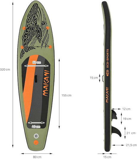 ECD Germany Makani Inflatable SUP Board with Length 3.2m Green