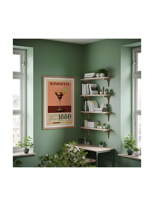 Poster Vintage Manhattan Classic Cocktail Pst25384 21cm X 30cm Λευκό Κάδρο Pvc