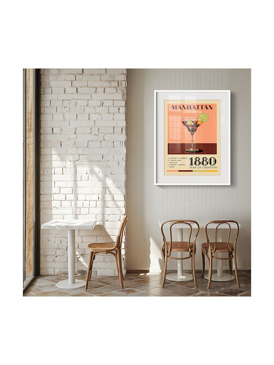Poster Vintage Manhattan Classic Cocktail Pst25384 21cm X 30cm Λευκό Κάδρο Pvc