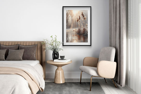 Afiș Bej Boho Trawy Panou Cadru Negru 70x100 Decorare Living Sau Birou