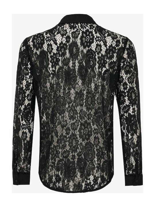 Women's Blouse Cotton Long Sleeve Deep Black 2Pack