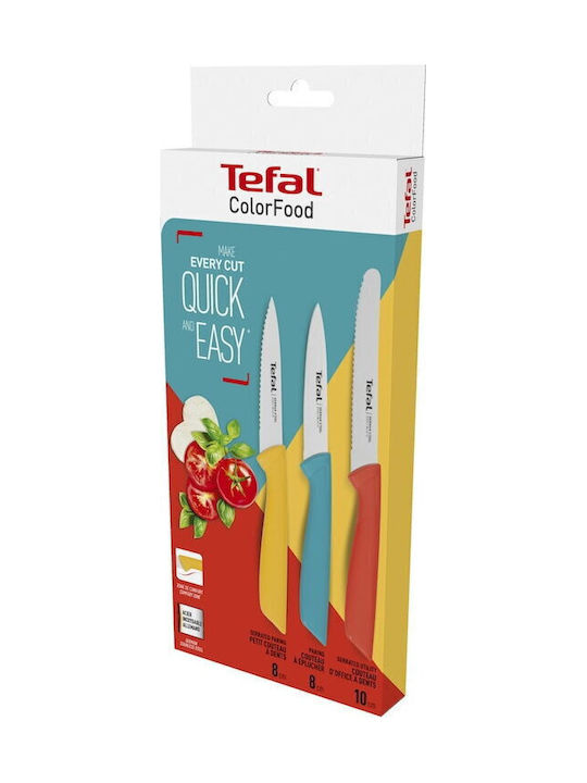 Tefal Colorfood Комплект Ножове от Неръждаема Стомана 3 Бройки