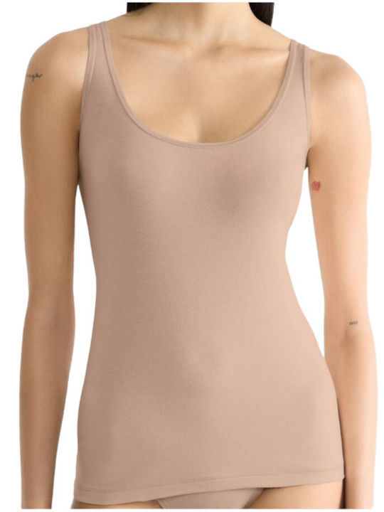 Women's T-Shirt with Spaghetti Strap Beige