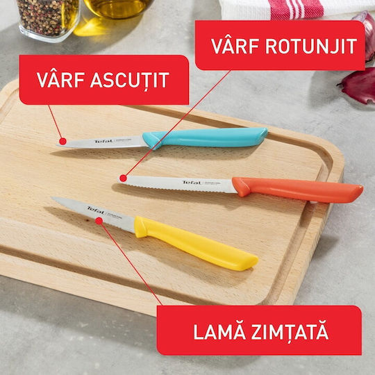 Tefal Colorfood Set Cuțite Din Oțel Inoxidabil 3 Bucăți