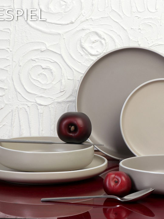 Espiel Mood Plate Soup Ceramic Beige with Diameter 20.3cm 6pcs