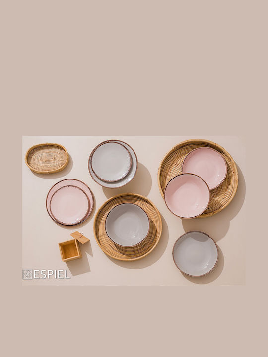 Espiel Plate Desert made of Porcelain Pink with Diameter 21cm 6pcs
