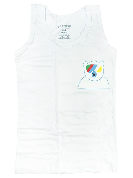 Defne Baby White Skier Bear Kids' Undershirt Tank Top White