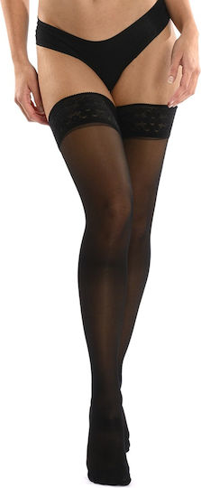 Scudotex Long Thigh High Compression Socks with Silicone 23-26 mmHg Black