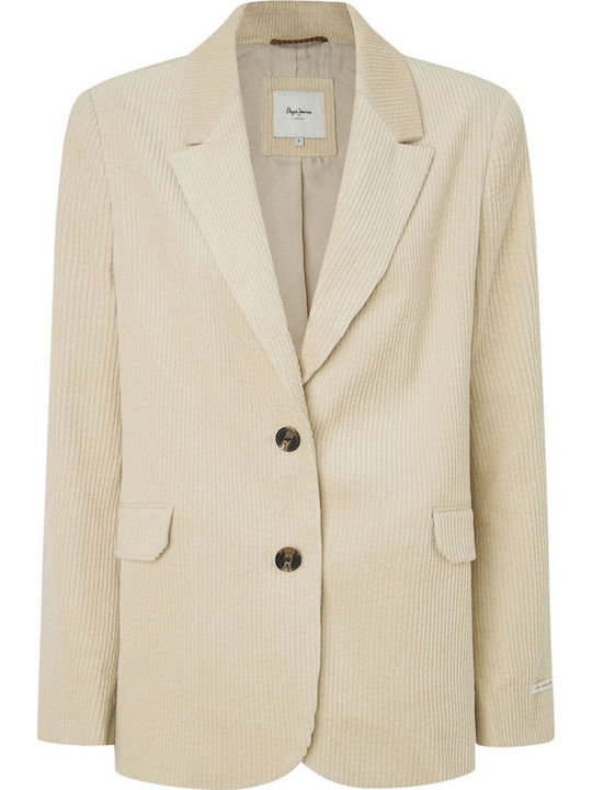 Pepe Jeans Long Women's Corduroy Blazer White