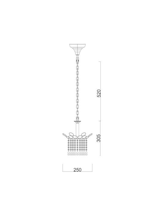 Agora Lighting Ρυθμιζόμενο Κρεμαστό Φωτιστικό Χρυσό με Κρύσταλλα για Ντουί E14 25εκ.