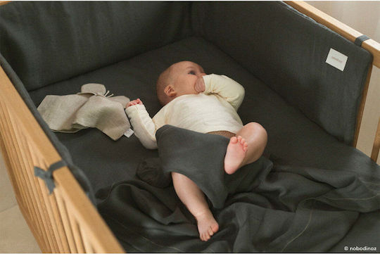 Nobodinoz Lin Crib Bumper Standard Inside Green Blue