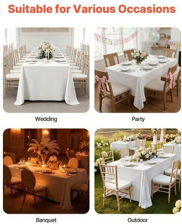 Vevor Tablecloth Set 6pcs White 70x120cm