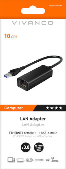 Vivanco Convertor USB-A masculin în Ethernet feminin 1buc