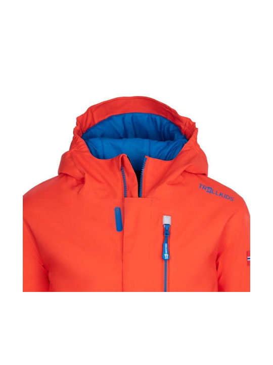 Wasserdicht Kinder Freizeitjacke mit Futter & Kapuze Orange/navy