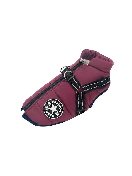 Denik Pets Μπουφάν Σκύλου Fleece / Αδιάβροχο Μωβ Large με Μήκος Ράχης 56 εκ.