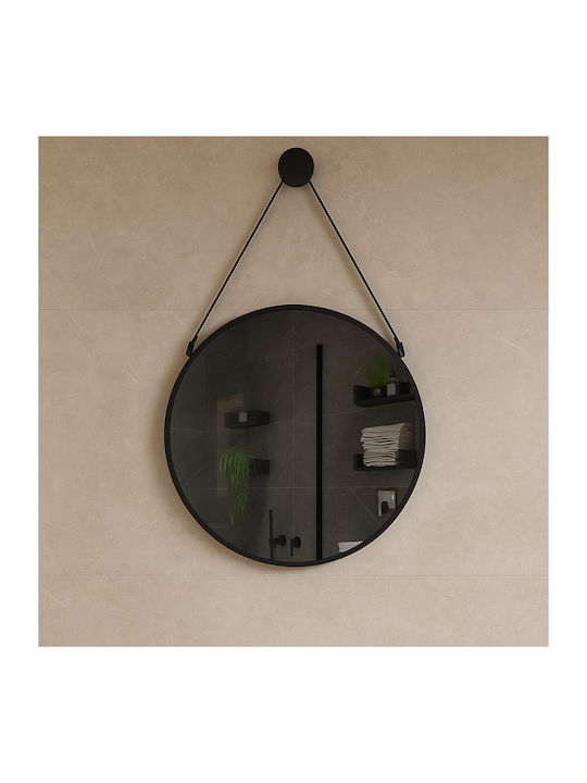 H2O Runder Badezimmerspiegel LED Berührung 70x70cm Schwarz