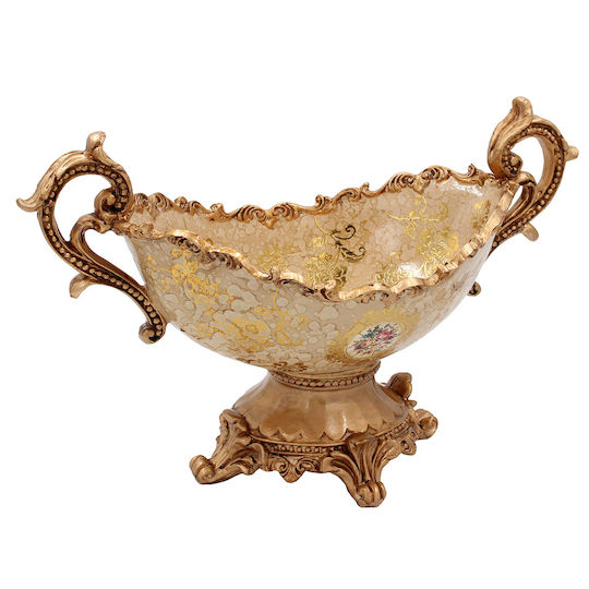 Keskor Regal Dekorative Schüssel Polyresin Braun 40x19x24cm 1Stück