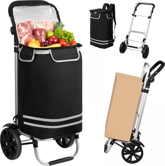 Stoff Einkaufswagen Klappbar Schwarz 56Es