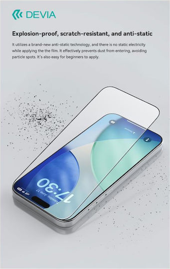 Devia 0.33mm Gehärtetes Glas Schwarz (iPhone 17 / 17 Pro / 16 Pro)