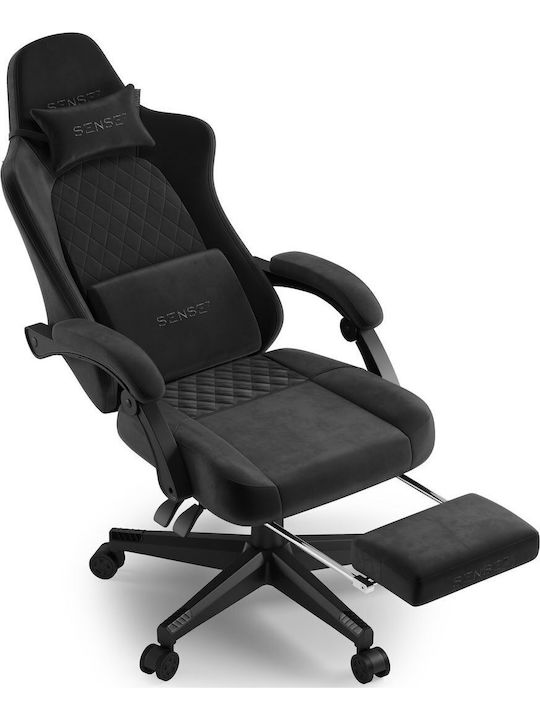 SENSE7 Devon Fabric Gaming Chair with Footstool Black