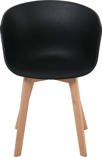 Optim Scaune Sala de mese Lemn Natural, Black 4buc 54x51x79buc