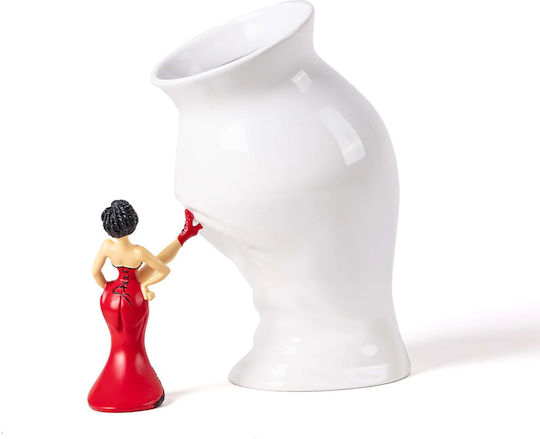 Seletti Canopie Rosio Gelb-Weiß Porzellan Vase