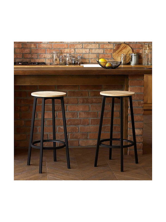Stool Bar with Backrest Metallic Black 38x38x70cm