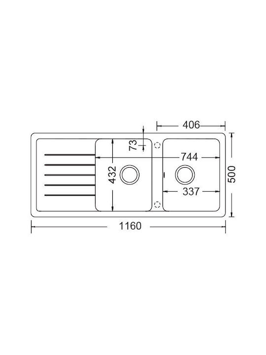Schock Chiuvetă Bucătărie Drop-In Din Granit Lichid L116xL50cm Bej