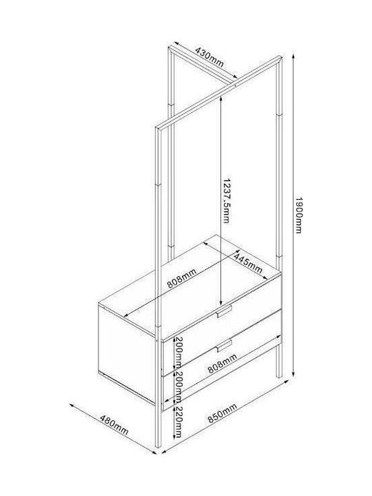 Next Floor Garment Rack made of Wood Brown 85x45x190cm