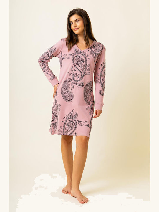 Happy Family Winter Women's Nightdress Pink