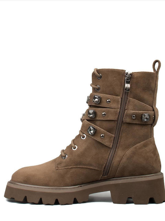 Leder Stiefeletten Damen Braun