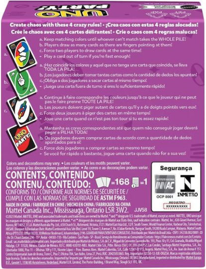 Board Game Uno Party for 6+ Players 7+ Years Old Mattel