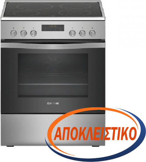 Pitsos Herd 66Es mit Keramikkochfeldern B60cm. Inox