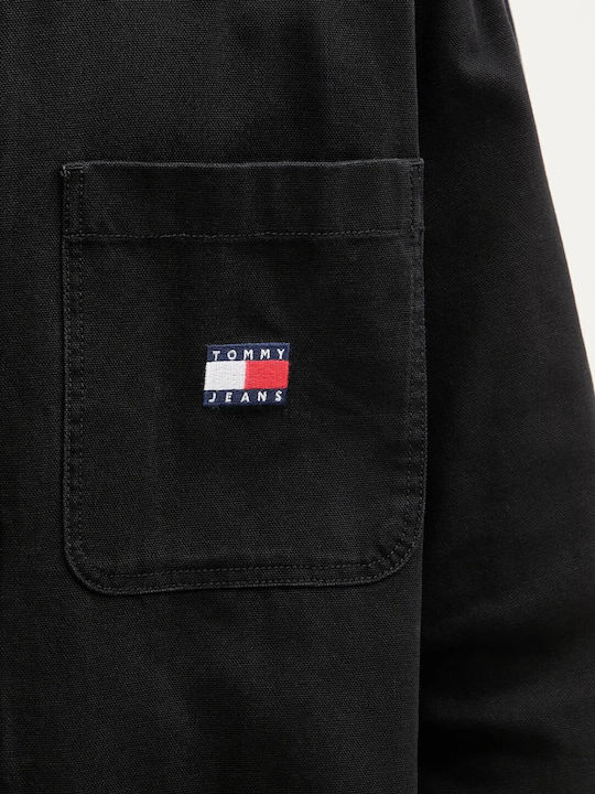 Long Sleeve Cotton Overshirt Black