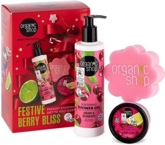 Organic Shop Festive Berry Bliss Skin Care Set for Body Cleaning 3pcs