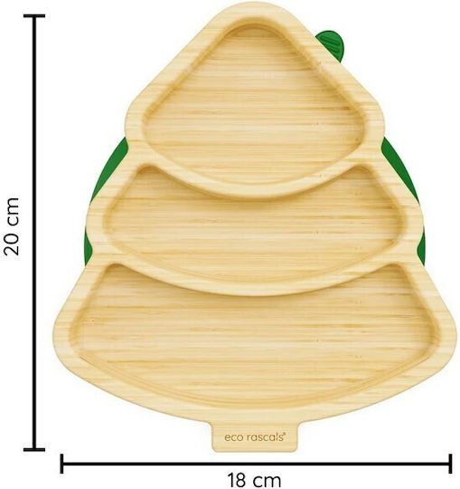 Eco Rascals Παιδικό Πιάτο Φαγητού από Bamboo Πράσινο