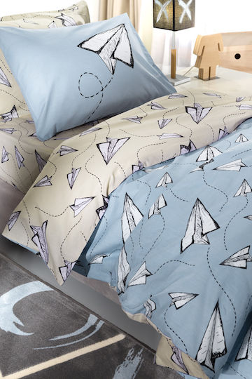 Saint Clair Kids Duvet Set Single with Pillowcase Fly Light Blue 160x220cm
