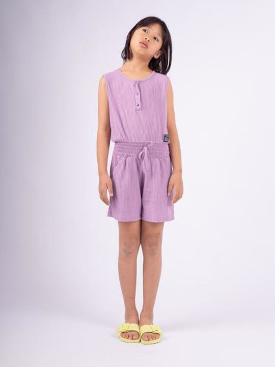 Kinderstoff-Overall-Shorts/Bermudas lila