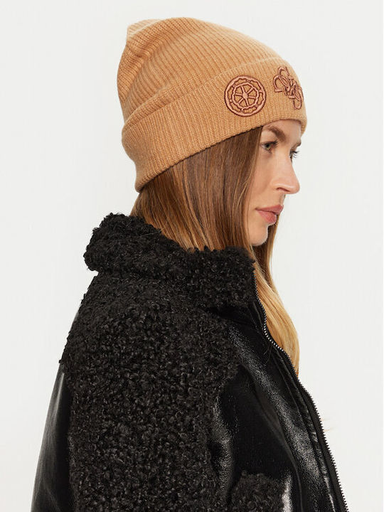 Pol01 Beanie Γυναικείος Σκούφος Πλεκτός σε Καφέ χρώμα