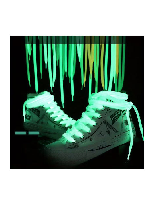 Şireturi De Pantofi Fosforescente Albe Pantofi Sport Verde Luminos 1.25 X 1 Cm Textile